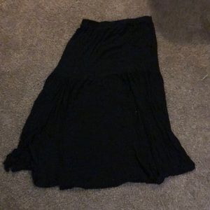 Black maxi skirt with a slit halfway up